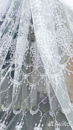 Тюль турецкий люкс с вышивкой. Новый