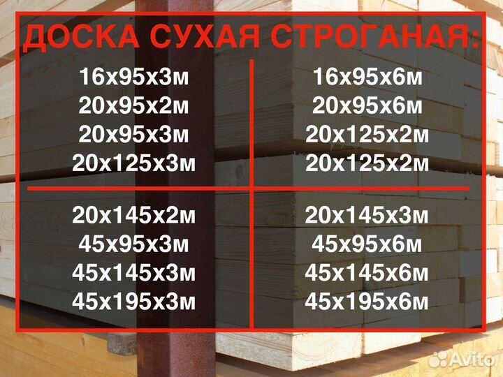 Доска, калиброванная, сухая,строганная 45х195х3мВ