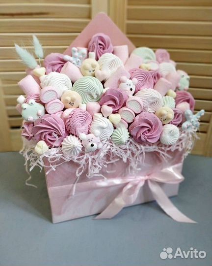 Сладкие букеты из зефира подарочные