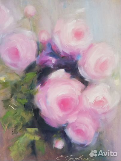 Картина маслом Розы 40*50 см подрамник