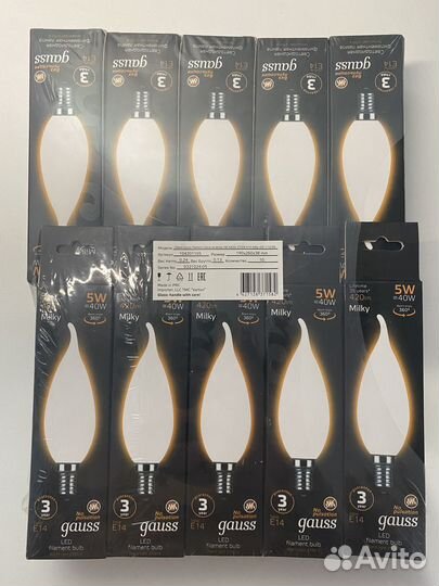 Упаковка светодиодных ламп 10 шт. gauss, E27, 5Вт