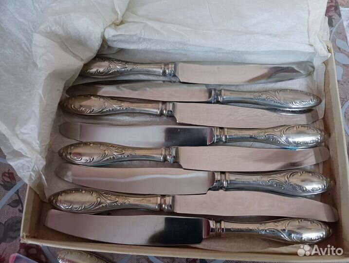 Набор кухонных ножей мельхиор СССР