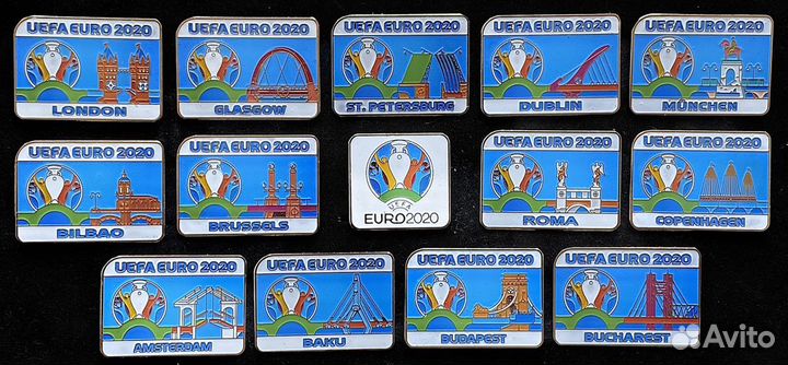 Набор значков 14шт Чемпионат Европы Euro-2020