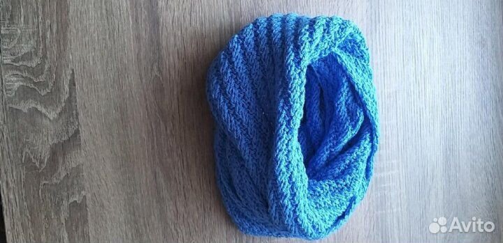 Снуд шарф в 2 оборота новый темно-голубой