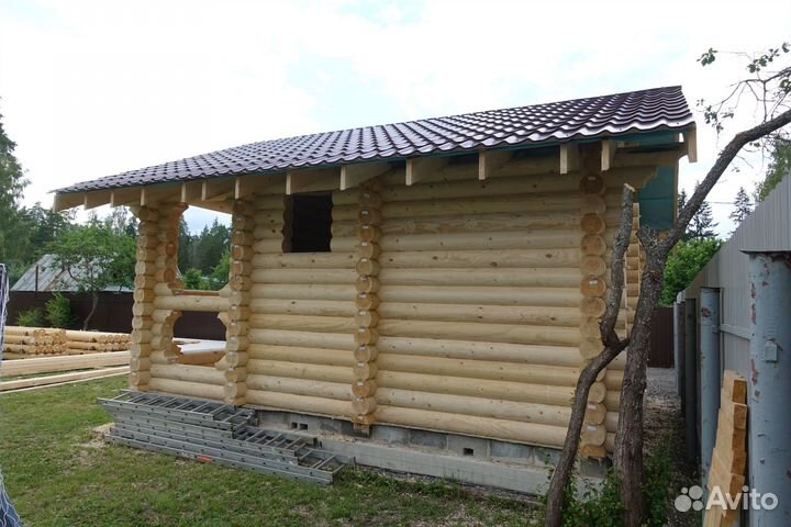 Сруб Бани из оцилиндрованного бревна