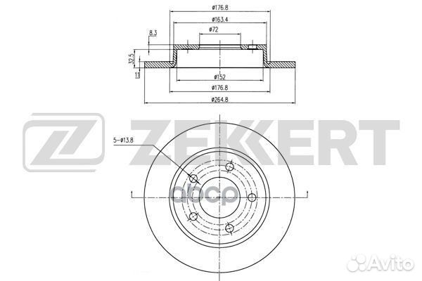 Диск торм. зад. Mazda 3 I 03- bs-5267 Zekkert