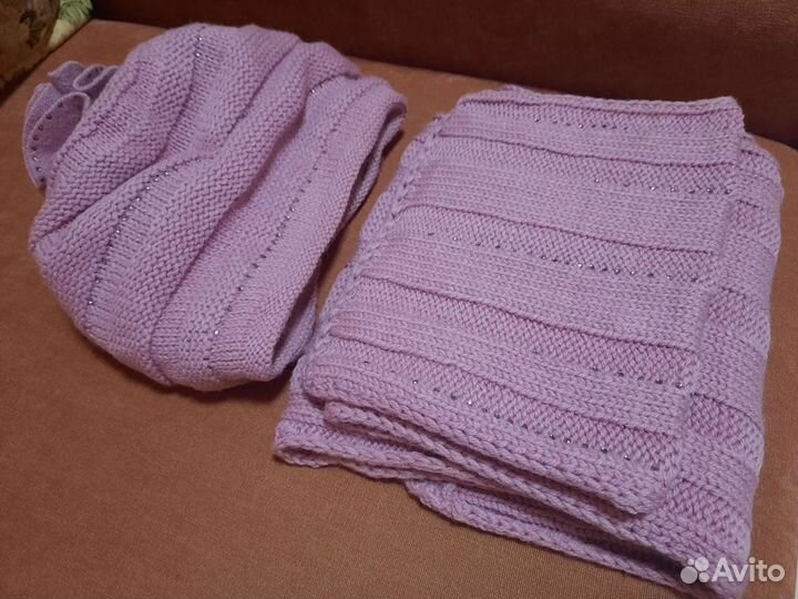 Комплект шапка и шарф женский новый зимний