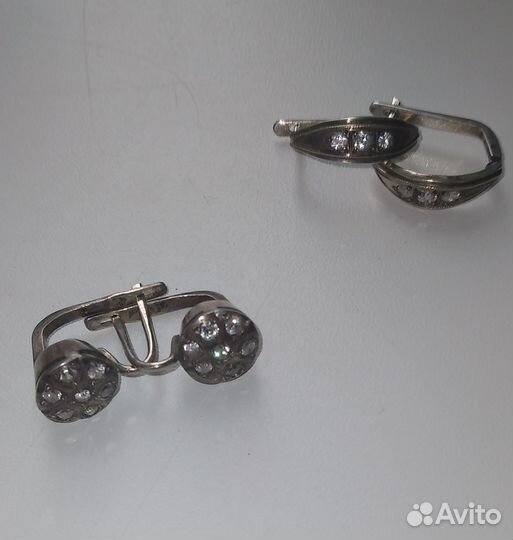 Серьги серебро СССР 875 проба