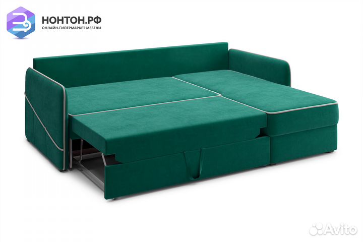 Диван угловой дельфин Энерджи изумрудный