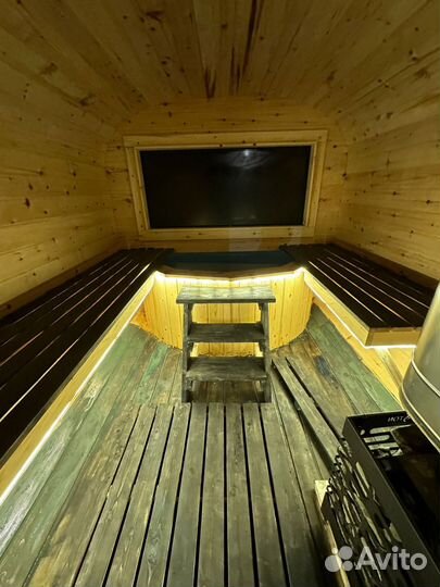 Баня бочка с купелью на прицепе в аренду