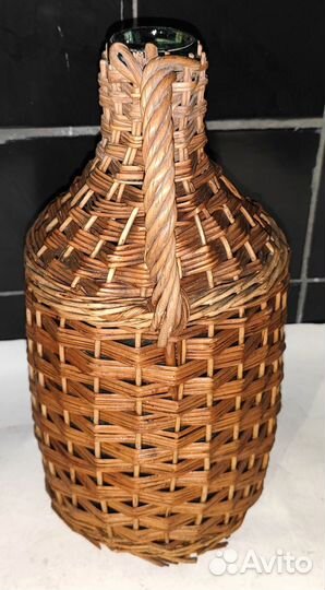 Кувшин плетеный СССР Стекло бутыль в оплетке лоза
