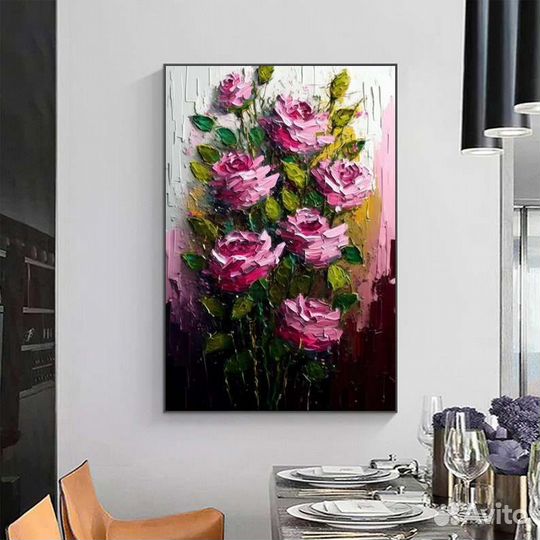 Картина маслом на холсте розы