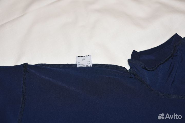 Костюм юбка-блузка для девочки, темно-синий, р.134