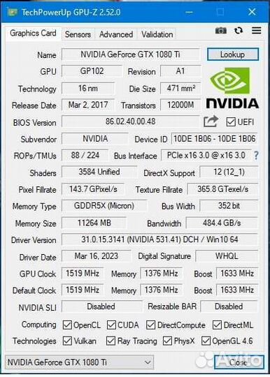 Gtx 1080 ti 11gb gamerock
