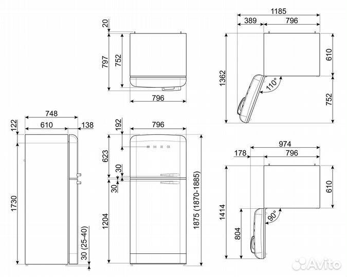 Холодильник Smeg FAB50LRD Новый