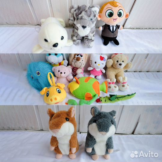 Небольшие мягкие игрушки, говорящие хомяки