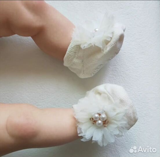 Пинетки и повязка на голову для девочек