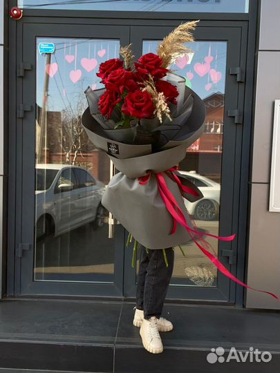Букет гигант. Красная роза
