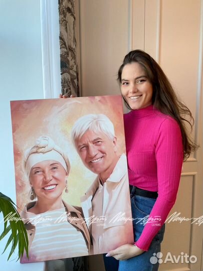 Портрет по фото на холсте подарок на новый год