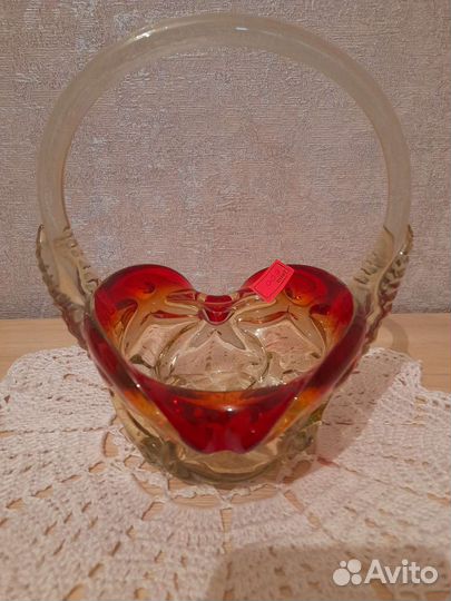 Ваза конфетница цветное стекло