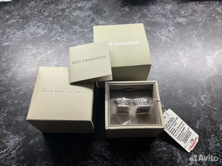 Запонки серебро с бриллиантом