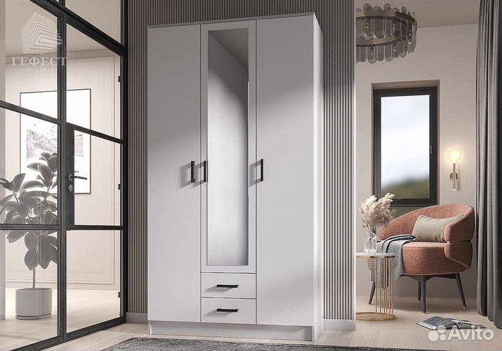 Шкаф трио Белый гладкий