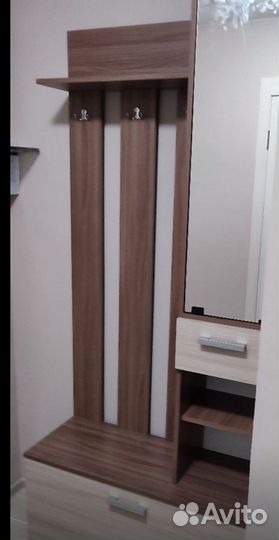 Прихожая с зеркалом Ясень шимо тёмный/шимо светлый