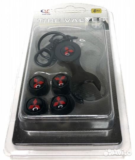 Колпачки на ниппеля - Mitsubishi (с ключом/черный)