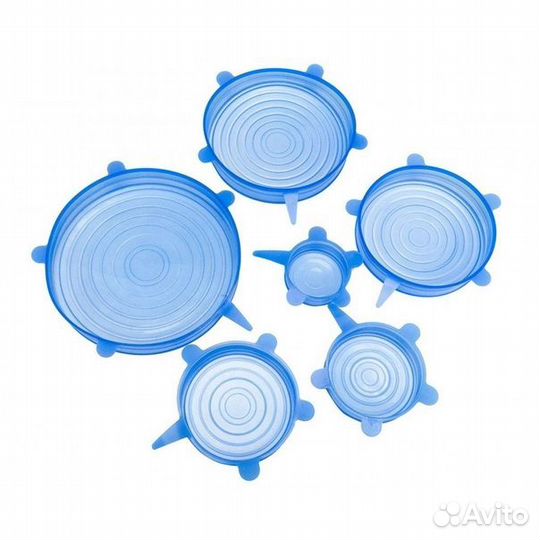Набор силиконовых крышек для посуды/еды 6в1