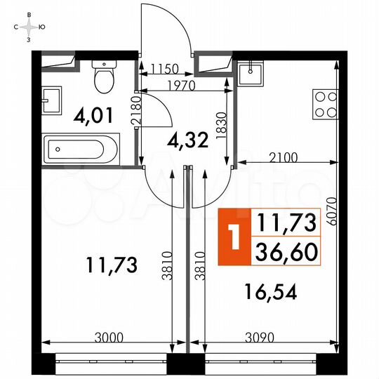 1-к. апартаменты, 36,6 м², 15/15 эт.