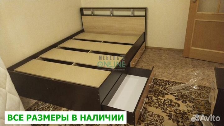 Кровать полутороспальная 120х200 с ящиками