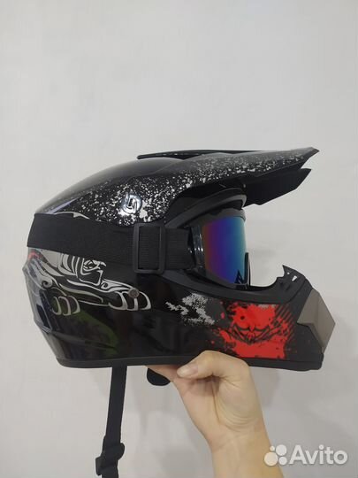Шлем для питбайка с очками