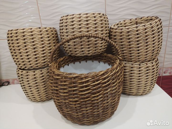 Кашпо из ротанга для цветов на улицу и дома