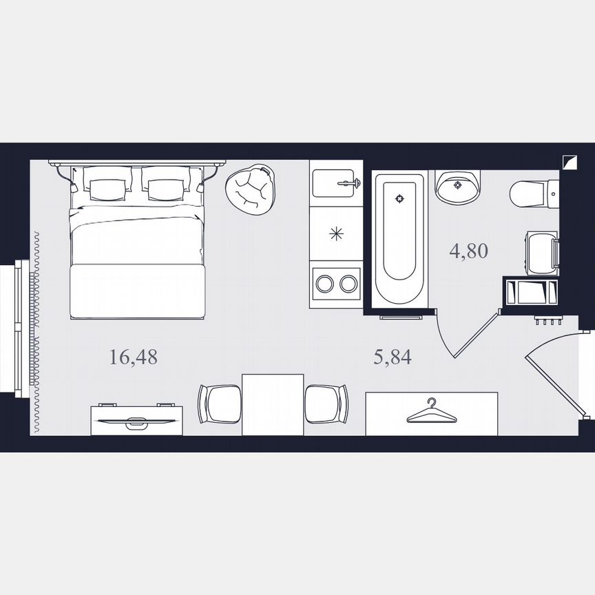 Апартаменты-студия, 27,1 м², 21/24 эт.