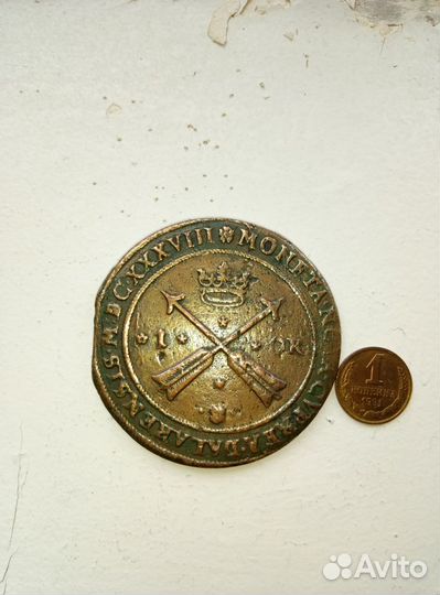 Монета 1 оре Швеция 1638 г