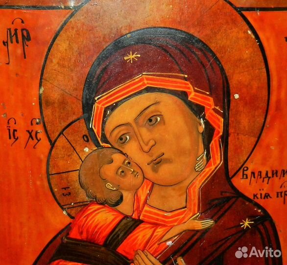 Икона старинная. Владимирская Богородица