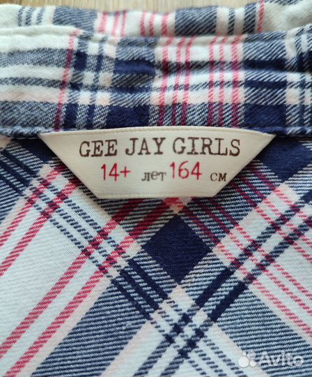 Подростковая рубашка для девочки в крупную клетку