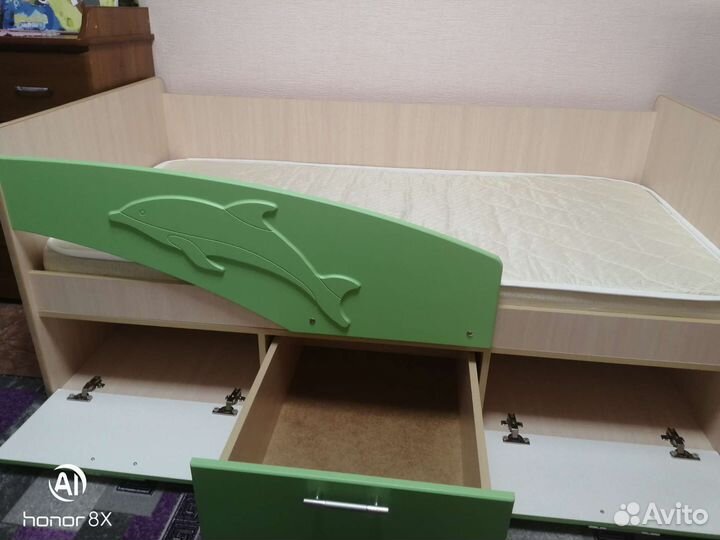 Детская кровать дельфин с матрасом