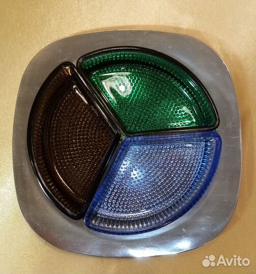 Менажница СССР, нержавейка и стекло