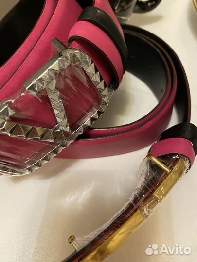 Ремень женский valentino розовый/чёрный