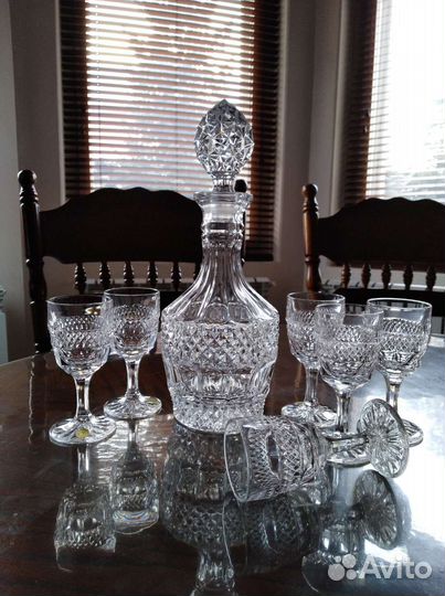 Штоф Графин Стаканы хрусталь Чехословакия