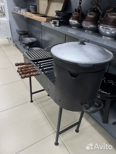 Мангал с печью под казан