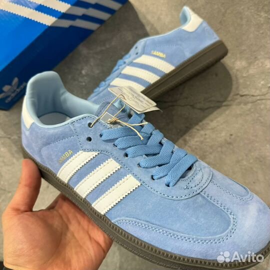 Кеды adidas samba самба голубые