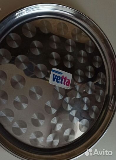 Новый поднос нержавейка круглыы