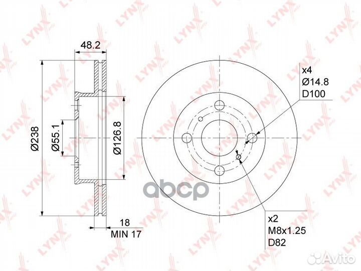 Диск тормозной передний (238x18) подходит для T