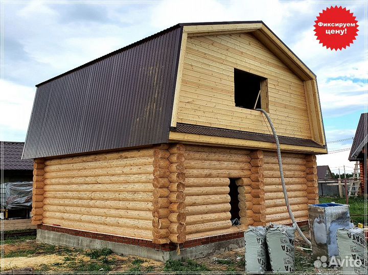 Сруб Кругляк зимний лес дома бани оцб профбус