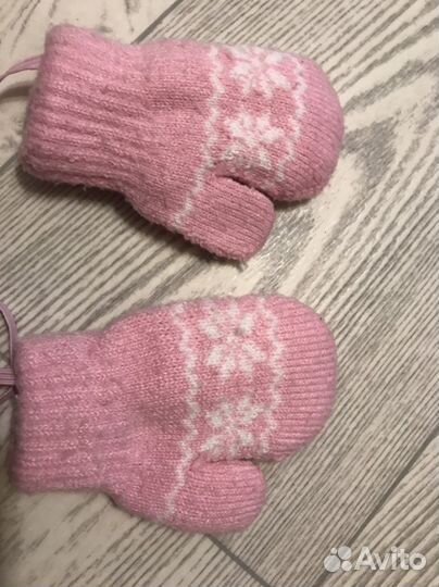 Варежки зимние детские на 1 год