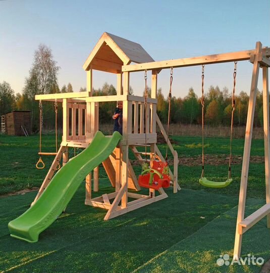 Детская деревянная площадка без окраса