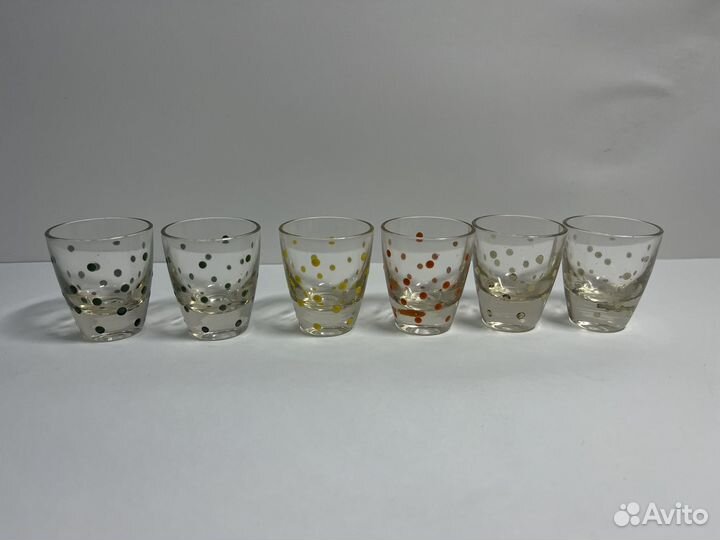 Стопки Мальцов 6 шт эмаль 19 век антикварное стекл