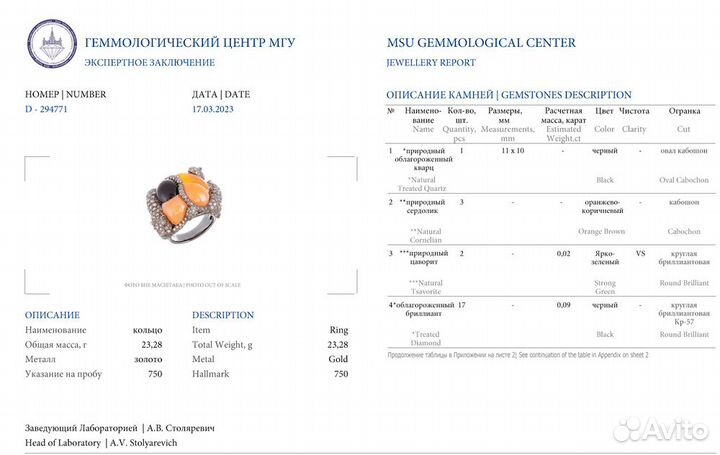 Кольцо Hand Made Сornelian & Tsavorite & Diamonds